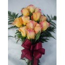 Dozen Bicolor Roses Wrapped